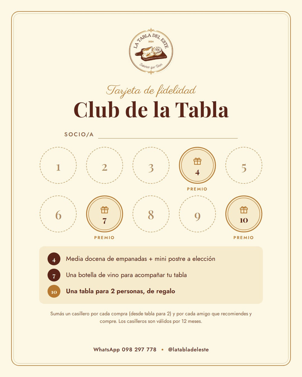 Tarjeta de fidelidad Club de la Tabla de La Tabla del Este