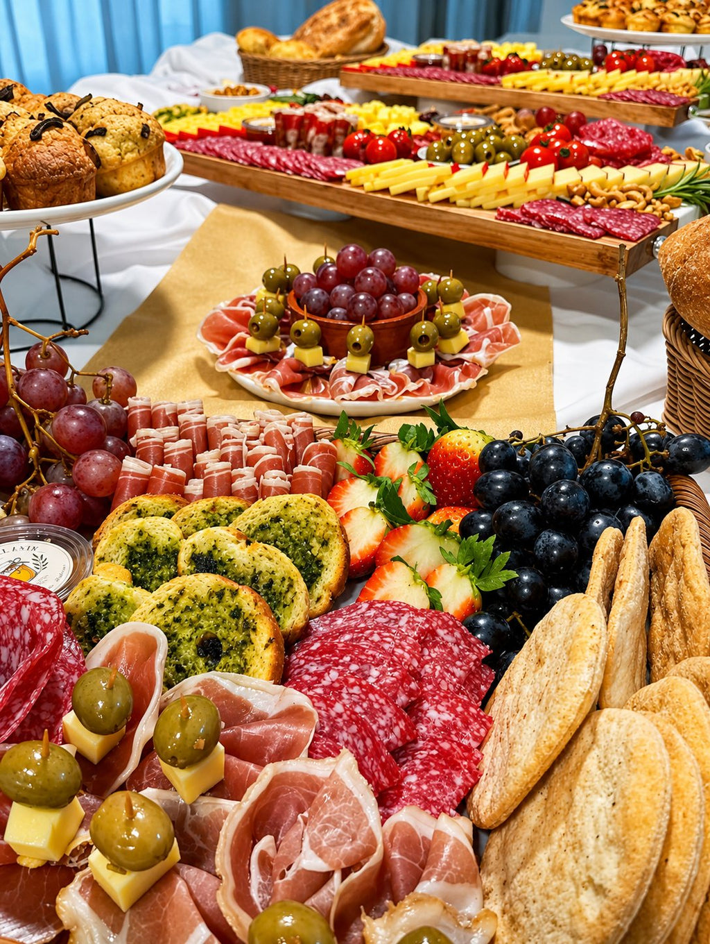 Isla Tropicana detalle de fiambres, frutas y panes – La Tabla del Este, Punta del Este